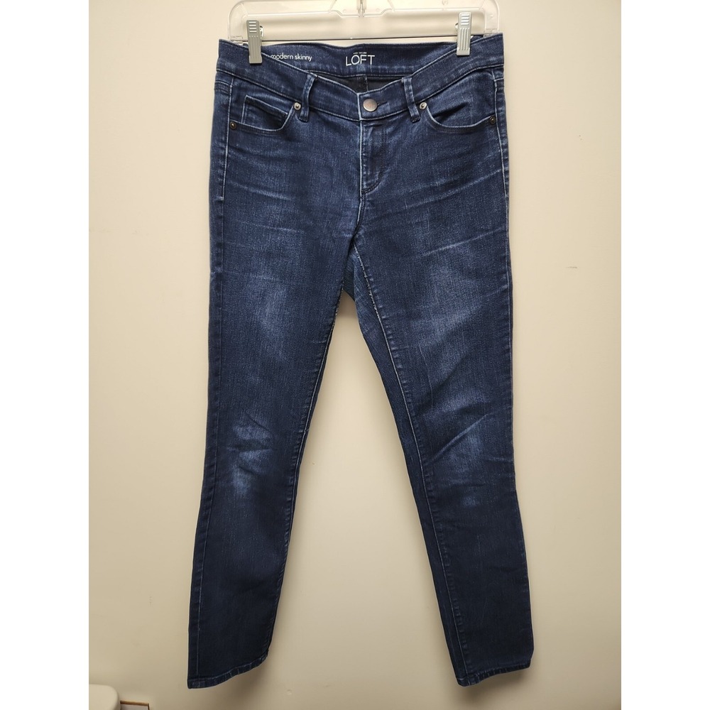 Ann Taylor Loft Jeans Womens 27/ 4 Blue Modern Skinny Mid Rise Casual Dark Wash